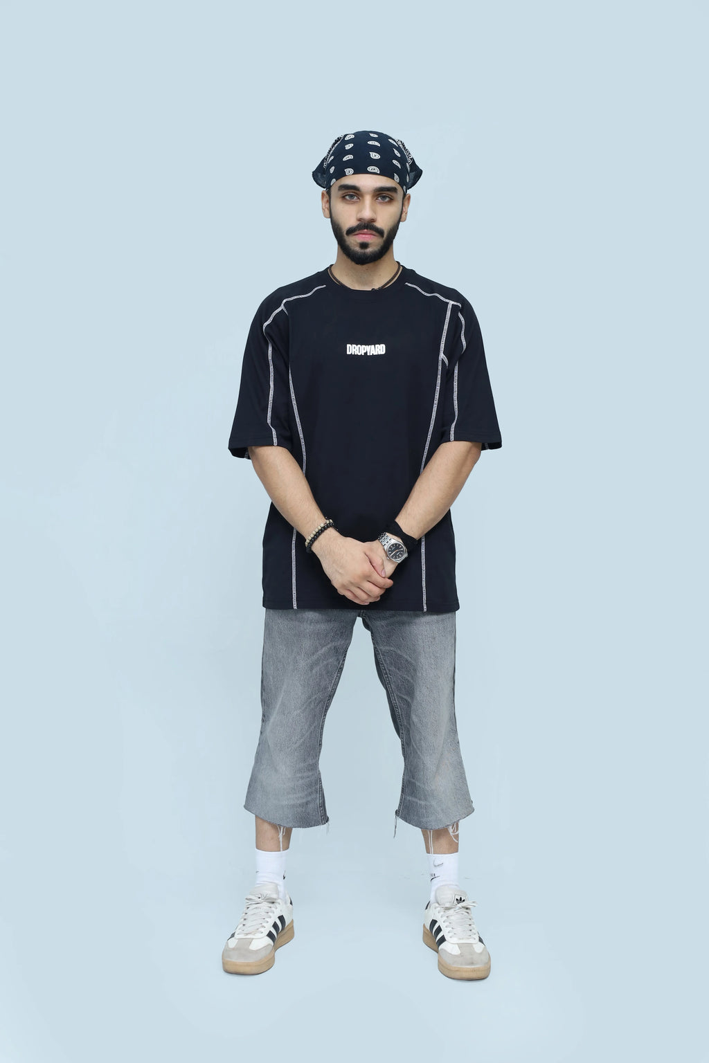 Black Oversized Stitch Tee