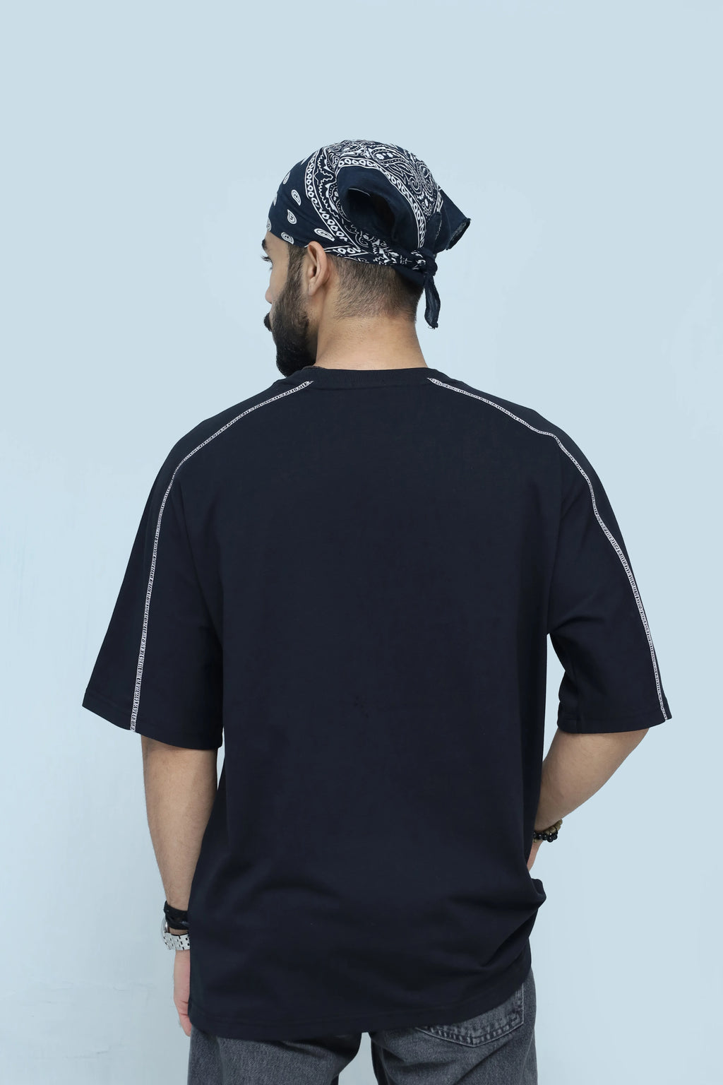 Black Oversized Stitch Tee