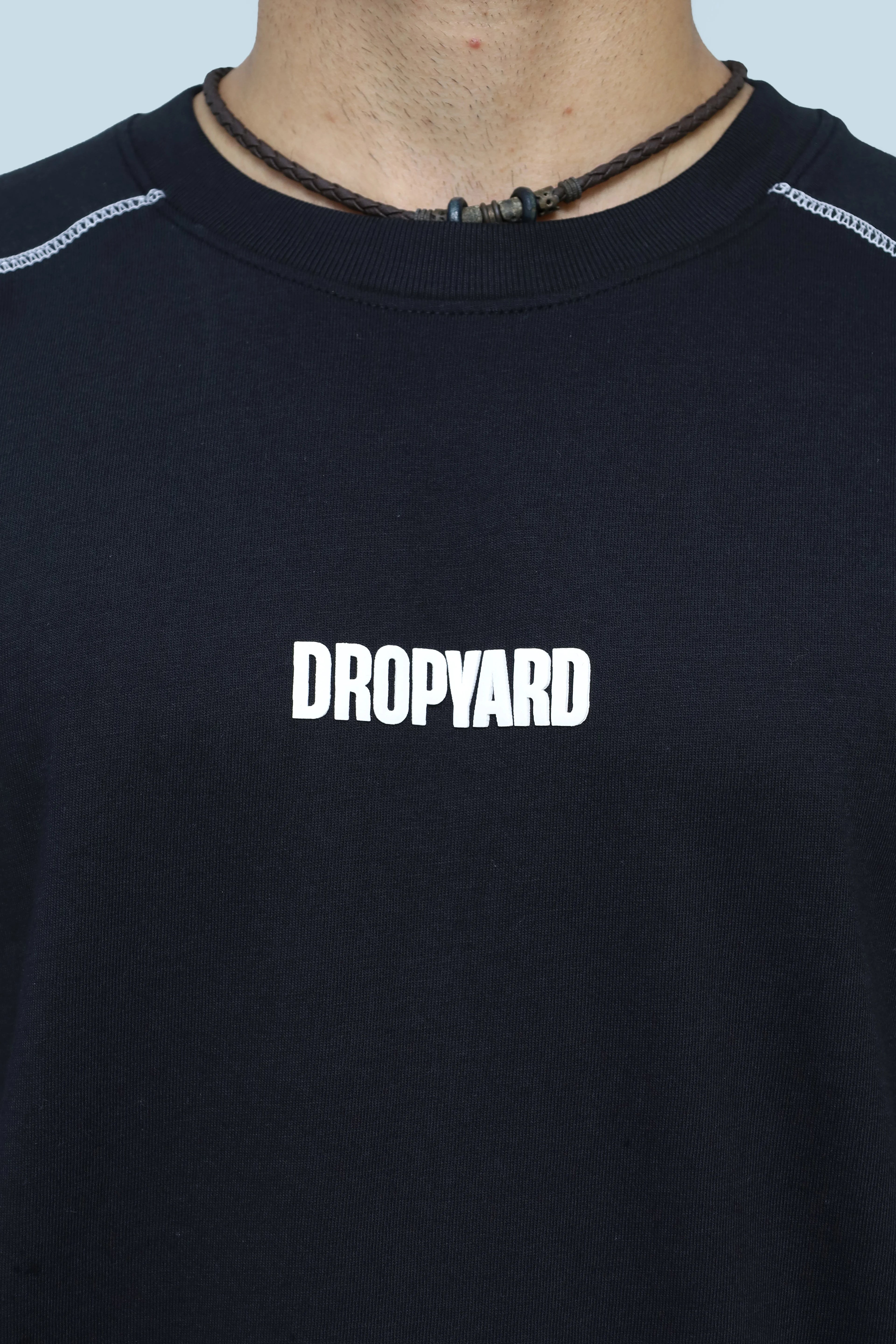 Black Oversized Stitch Tee