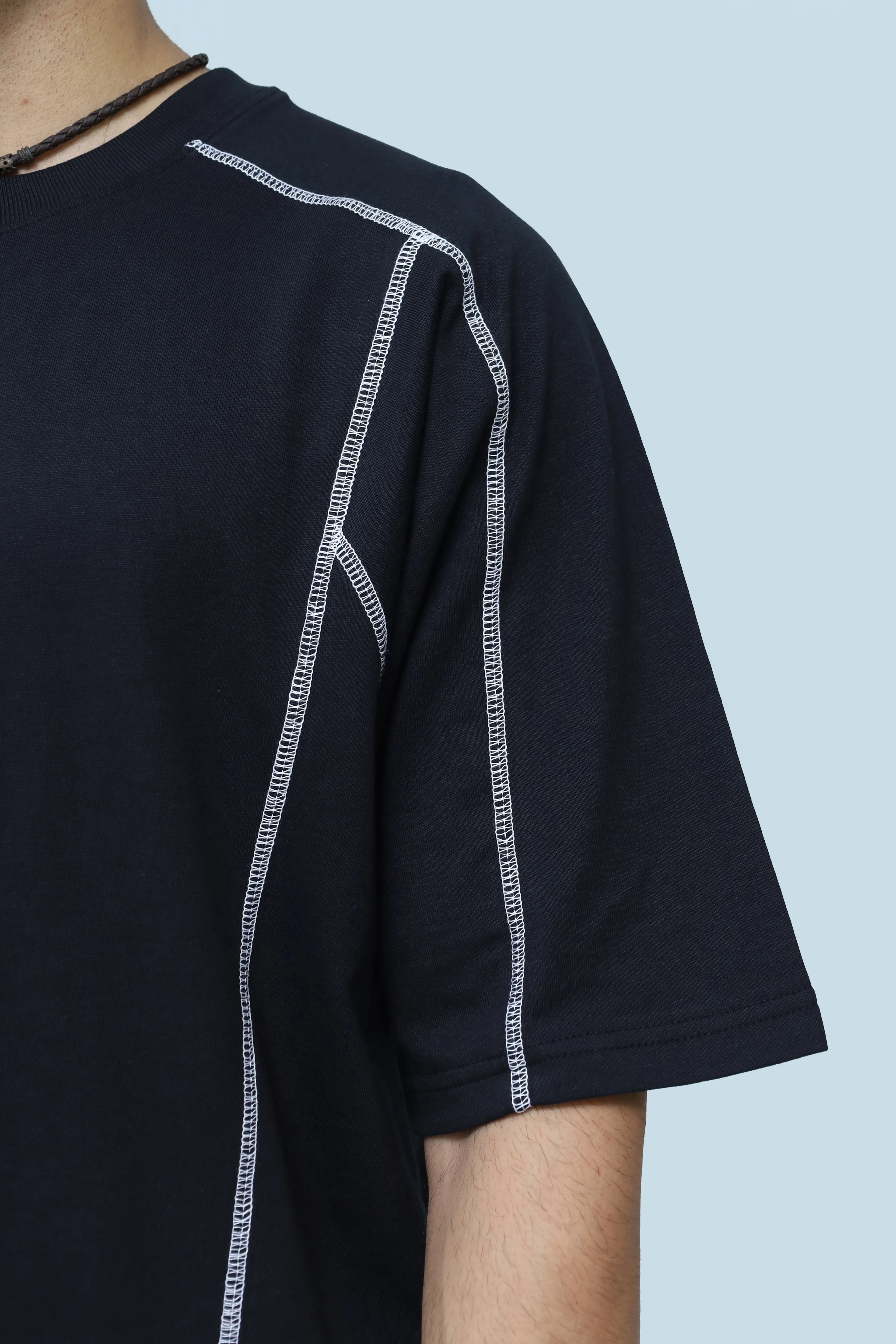 Black Oversized Stitch Tee